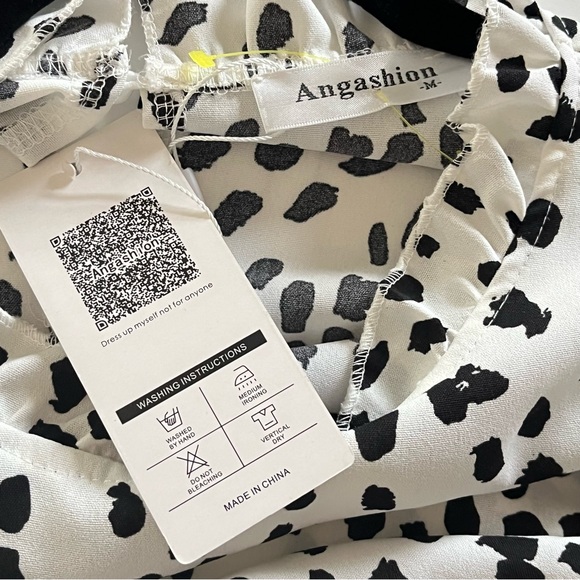 ANGASHION Dreaming of New Adventures Spotted Babydoll Ruffled Tiered Top Medium - Picture 10 of 12